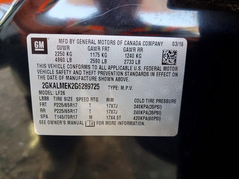 Aukcja sprzedaży 2016 Gmc Terrain, vin: 2GKALMEK2G6289725, numer aukcji: 66842696