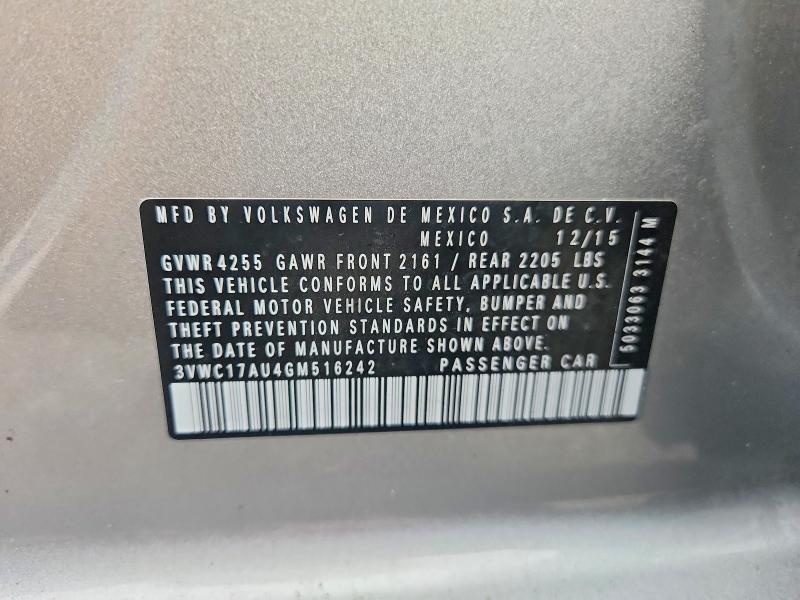2016 Volkswagen Golf Sportwagen მანქანა იყიდება აუქციონზე, vin: 3VWC17AU4GM516242, აუქციონის ნომერი: 65040476