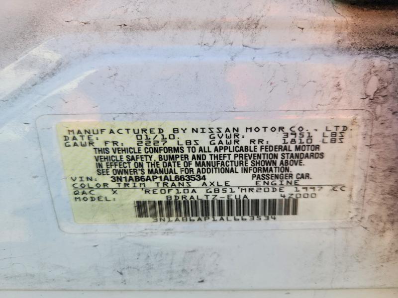 Продаж на аукціоні авто 2010 Nissan Sentra, vin: 3N1AB6AP1AL663534, номер лоту: 63773146