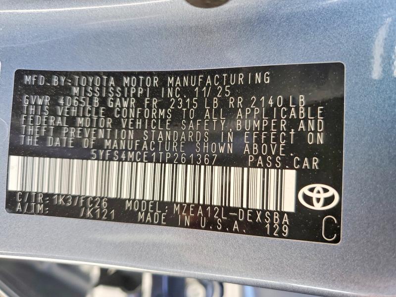 Продажа на аукционе авто 2026 Toyota Corolla, vin: 5YFS4MCE1TP261367, номер лота: 66506256