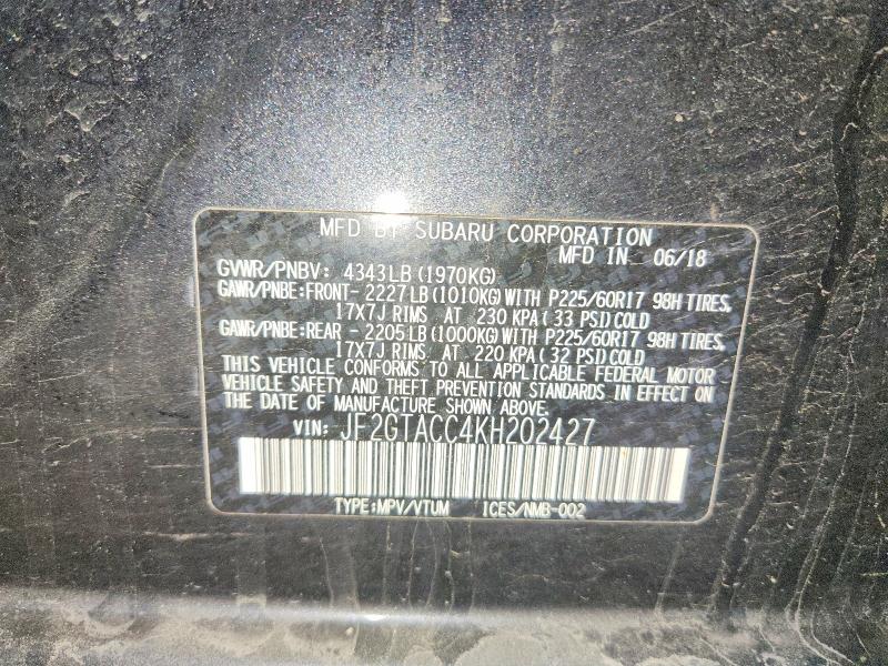 Продажа на аукционе авто 2019 Subaru Crosstrek, vin: JF2GTACC4KH202427, номер лота: 67091546