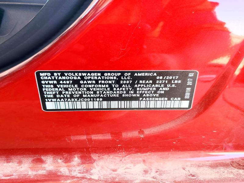 65035546 :رقم المزاد ، 1VWAA7A3XJC001169 vin ، 2018 Volkswagen Passat مزاد بيع