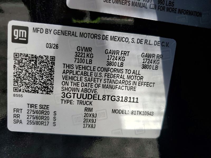 Auction sale of the 2026 Gmc Sierra, vin: 3GTUUDEL8TG318111, lot number: 64800086