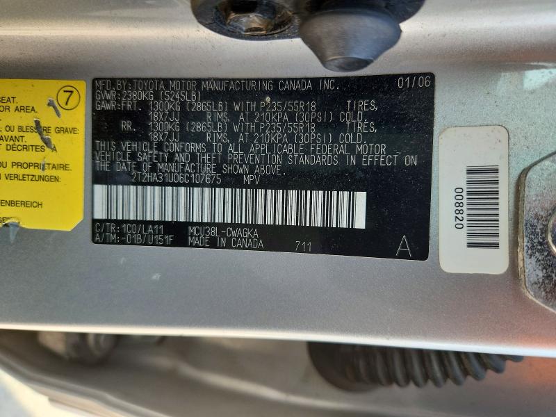 Aukcja sprzedaży 2006 Lexus Rx, vin: 2T2HA31U06C107675, numer aukcji: 66383556
