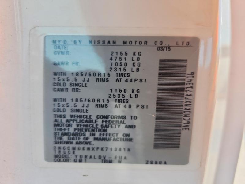Продажа на аукционе авто 2015 Nissan Nv200, vin: 3N6CM0KNXFK713416, номер лота: 62976336