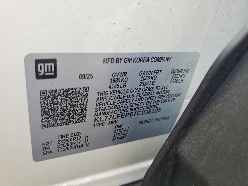 Aukcja sprzedaży 2026 Chevrolet Trax, vin: KL77LFEP6TC038105, numer aukcji: 64901166