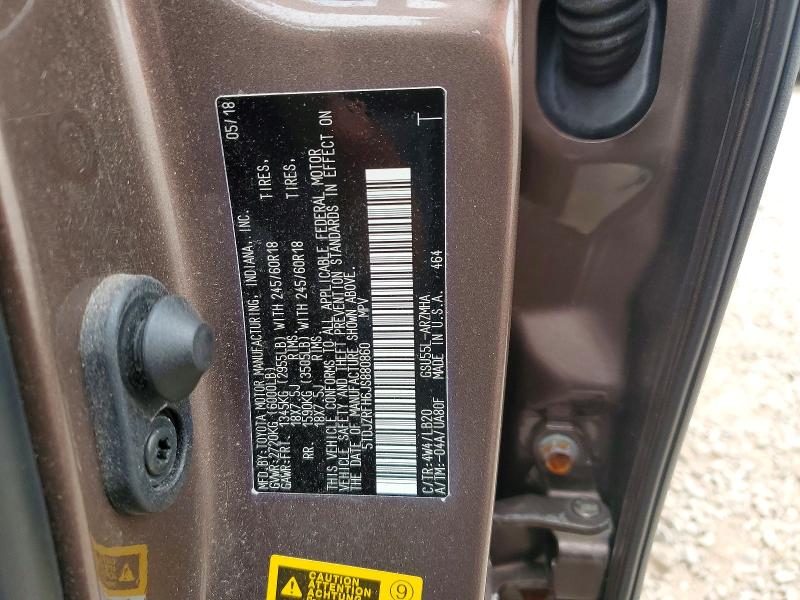 64201606 :رقم المزاد ، 5TDJZRFH6JS880860 vin ، 2018 Toyota Highlander مزاد بيع