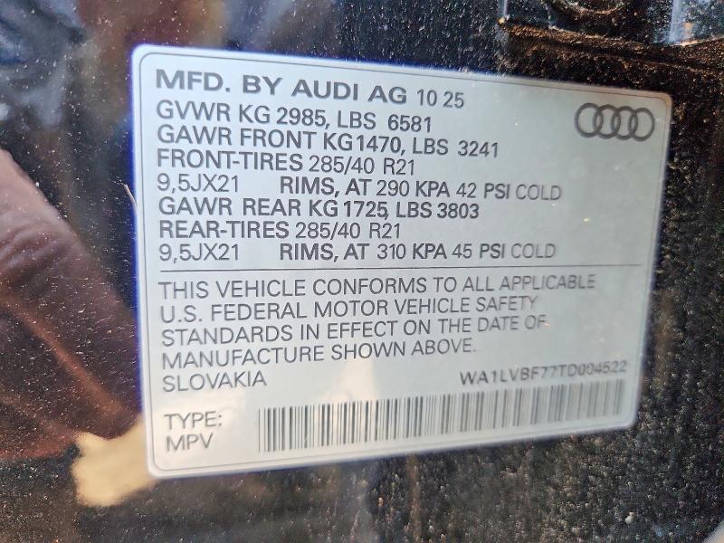 Aukcja sprzedaży 2026 Audi Q7, vin: WA1LVBF77TD004522, numer aukcji: 66895976