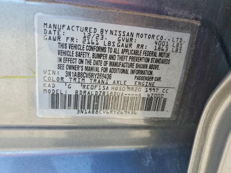 2024 Nissan Sentra მანქანა იყიდება აუქციონზე, vin: 3N1AB8CV6RY269436, აუქციონის ნომერი: 63594756