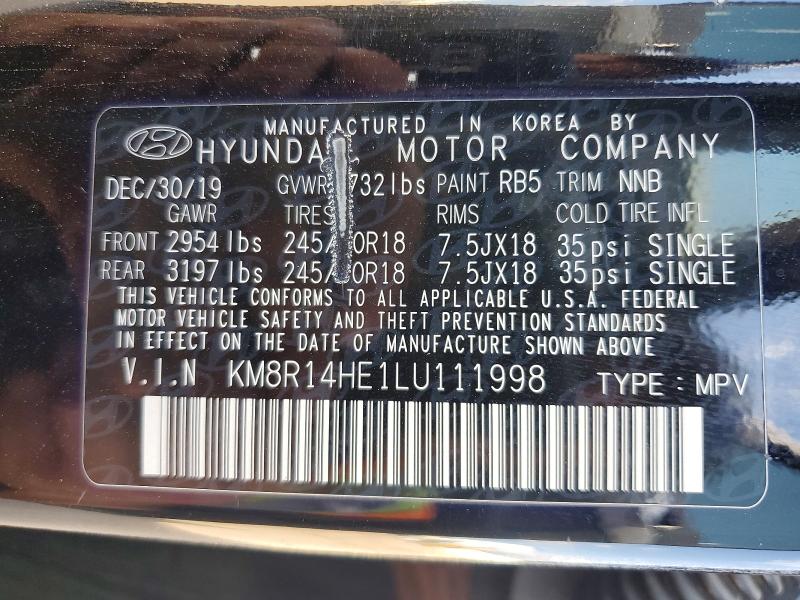 Продаж на аукціоні авто 2020 Hyundai Palisade, vin: KM8R14HE1LU111998, номер лоту: 64816386