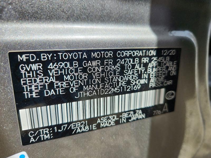 65920426 :رقم المزاد ، JTHCA1D22M5112169 vin ، 2021 Lexus Is مزاد بيع
