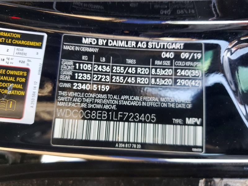 Aukcja sprzedaży 2020 Mercedes-benz Glc, vin: WDC0G8EB1LF723405, numer aukcji: 64483966
