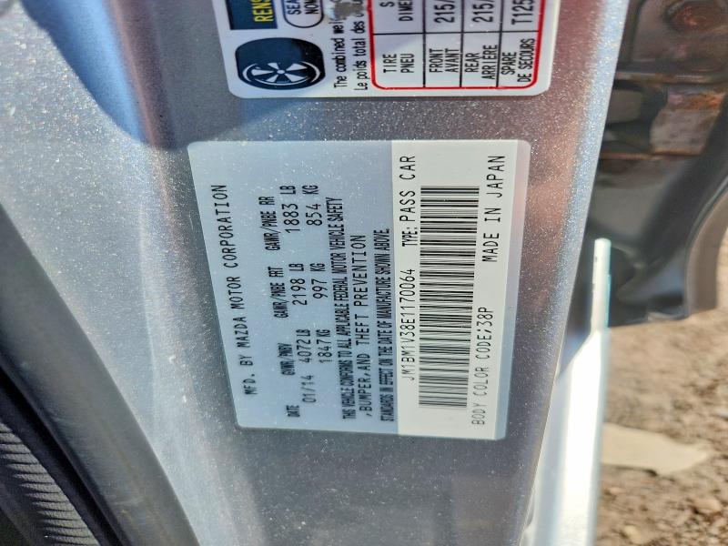 Aukcja sprzedaży 2014 Mazda 3, vin: JM1BM1V38E1170064, numer aukcji: 66019376