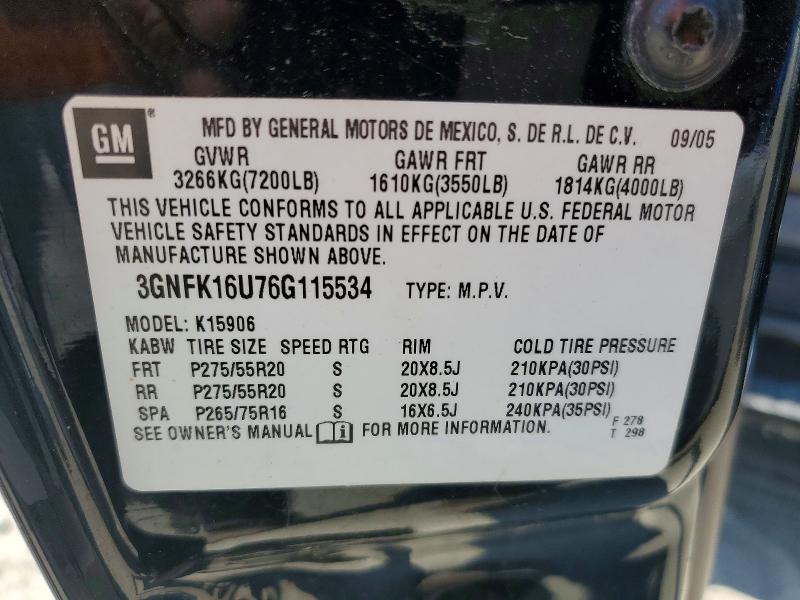 2006 Chevrolet Suburban მანქანა იყიდება აუქციონზე, vin: 3GNFK16U76G115534, აუქციონის ნომერი: 64959796