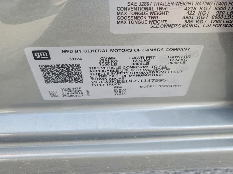 Aukcja sprzedaży 2025 Chevrolet Silverado, vin: 2GCUKEED6S1147595, numer aukcji: 63849726