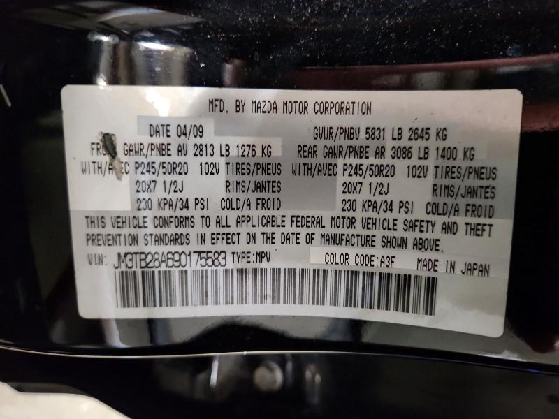 2009 Mazda Cx-9 მანქანა იყიდება აუქციონზე, vin: JM3TB28A690175583, აუქციონის ნომერი: 63939356
