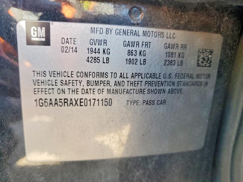 65383816 :رقم المزاد ، 1G6AA5RAXE0171150 vin ، 2014 Cadillac Ats مزاد بيع