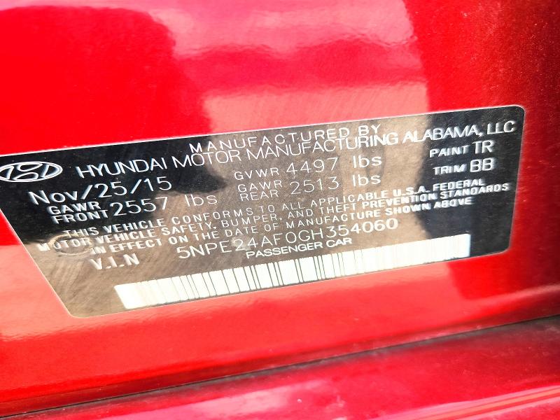 Продажа на аукционе авто 2016 Hyundai Sonata, vin: 5NPE24AF0GH354060, номер лота: 64031836