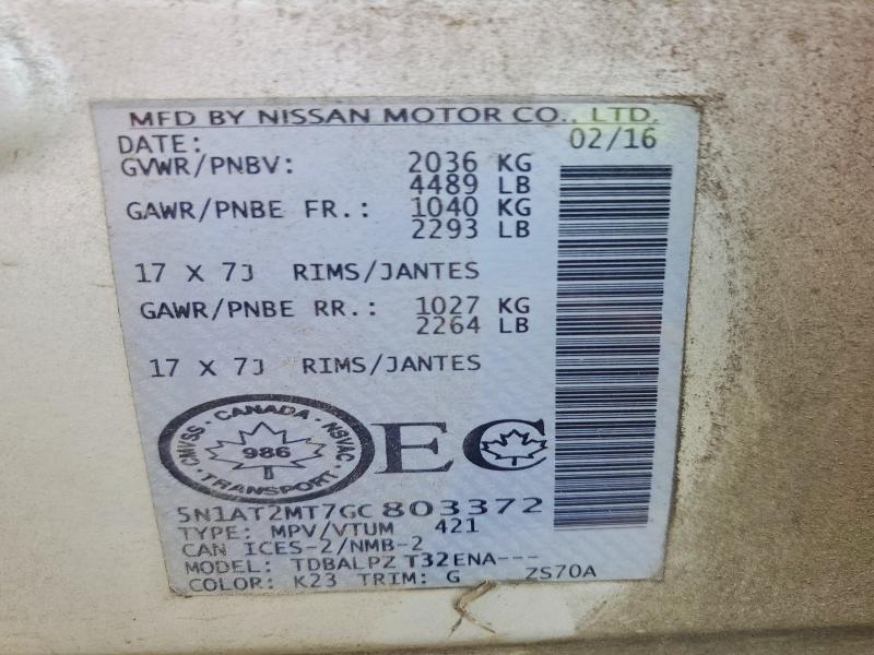 Aukcja sprzedaży 2016 Nissan Rogue, vin: 5N1AT2MT7GC803372, numer aukcji: 65326326