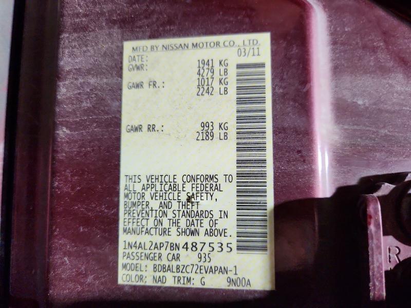 Aukcja sprzedaży 2011 Nissan Altima, vin: 1N4AL2AP7BN487535, numer aukcji: 65359386