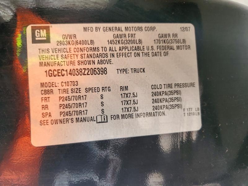 63564396 :رقم المزاد ، 1GCEC14038Z206398 vin ، 2008 Chevrolet Silverado مزاد بيع