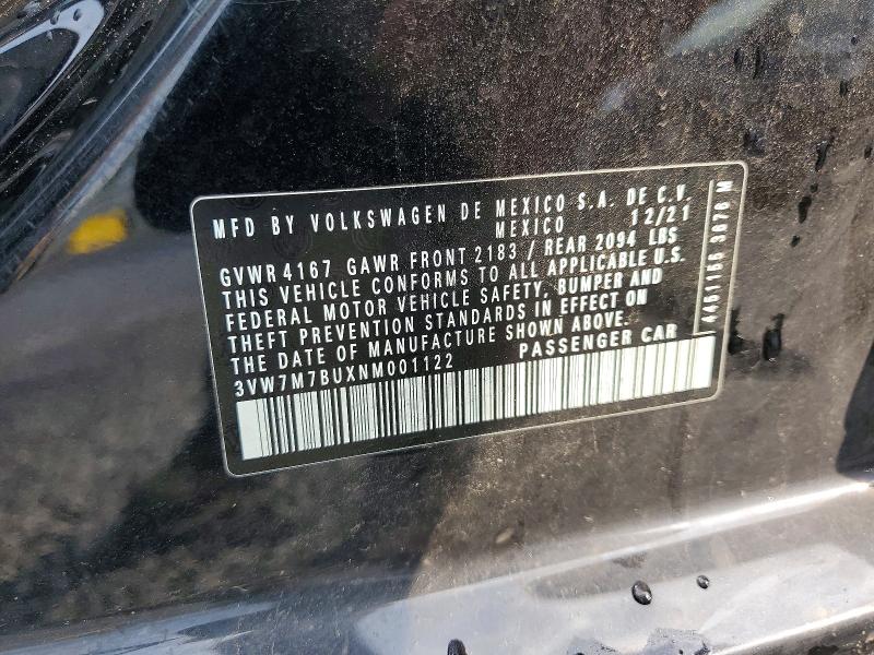 Aukcja sprzedaży 2022 Volkswagen Jetta, vin: 3VW7M7BUXNM001122, numer aukcji: 66618596