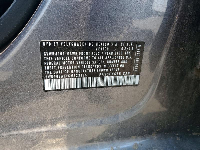 2016 Volkswagen Jetta მანქანა იყიდება აუქციონზე, vin: 3VW167AJ1GM323125, აუქციონის ნომერი: 64246796