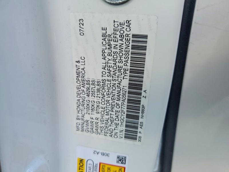Продажа на аукционе авто 2023 Honda Accord, vin: 1HGCY2F77PA056271, номер лота: 64665796