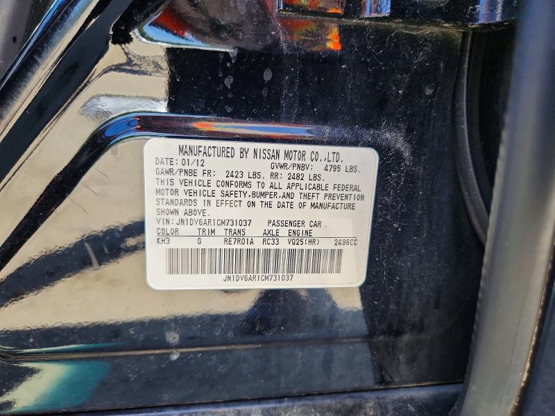 64090876 :رقم المزاد ، JN1DV6AR1CM731037 vin ، 2012 Infiniti G25 Sedan مزاد بيع