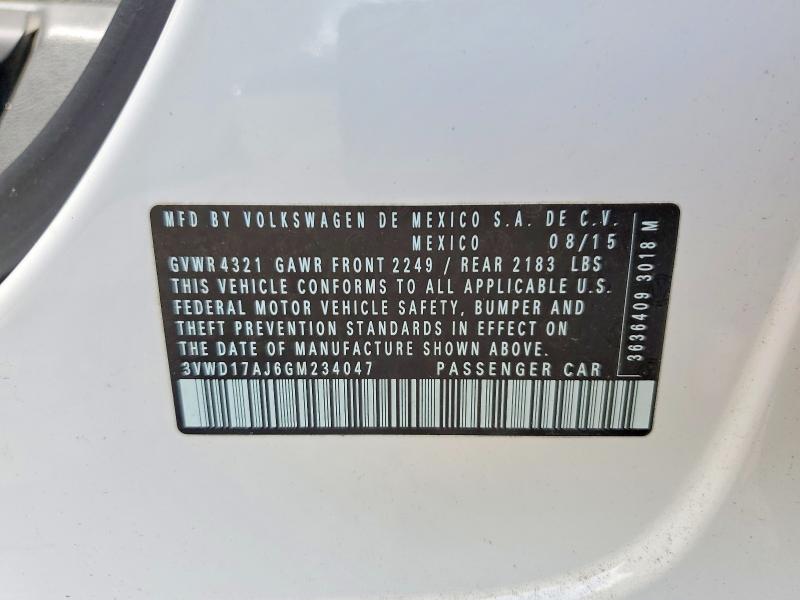 Aukcja sprzedaży 2016 Volkswagen Jetta, vin: 3VWD17AJ6GM234047, numer aukcji: 63787516