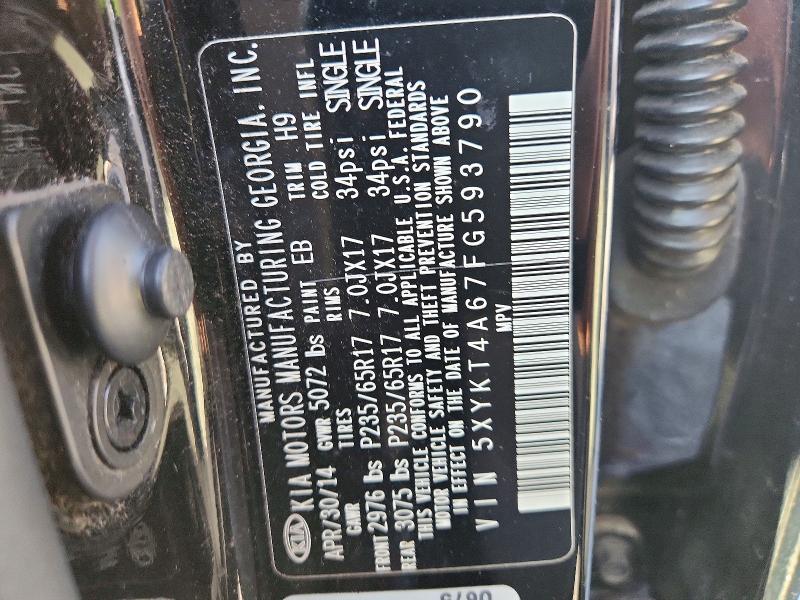 Aukcja sprzedaży 2015 Kia Sorento, vin: 5XYKT4A67FG593790, numer aukcji: 66817876
