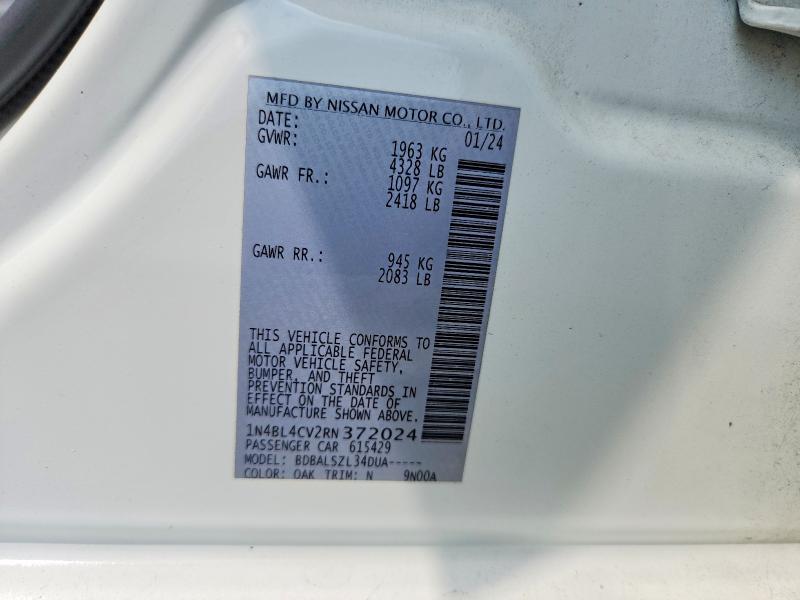 2024 Nissan Altima მანქანა იყიდება აუქციონზე, vin: 1N4BL4CV2RN372024, აუქციონის ნომერი: 64583746