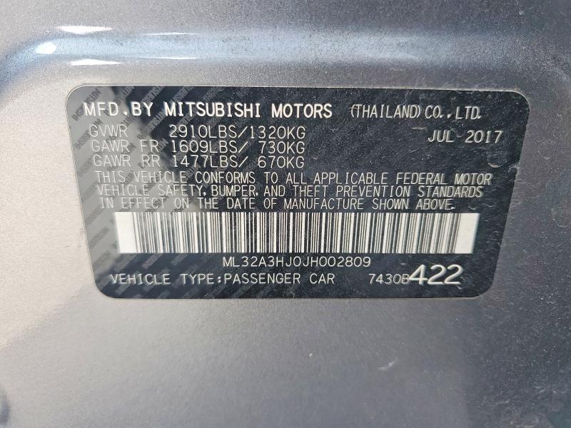 Продажа на аукционе авто 2018 Mitsubishi Mirage, vin: ML32A3HJ0JH002809, номер лота: 66581706