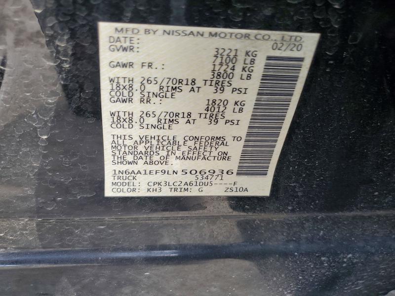 Aukcja sprzedaży 2020 Nissan Titan, vin: 1N6AA1EF9LN506936, numer aukcji: 67366656