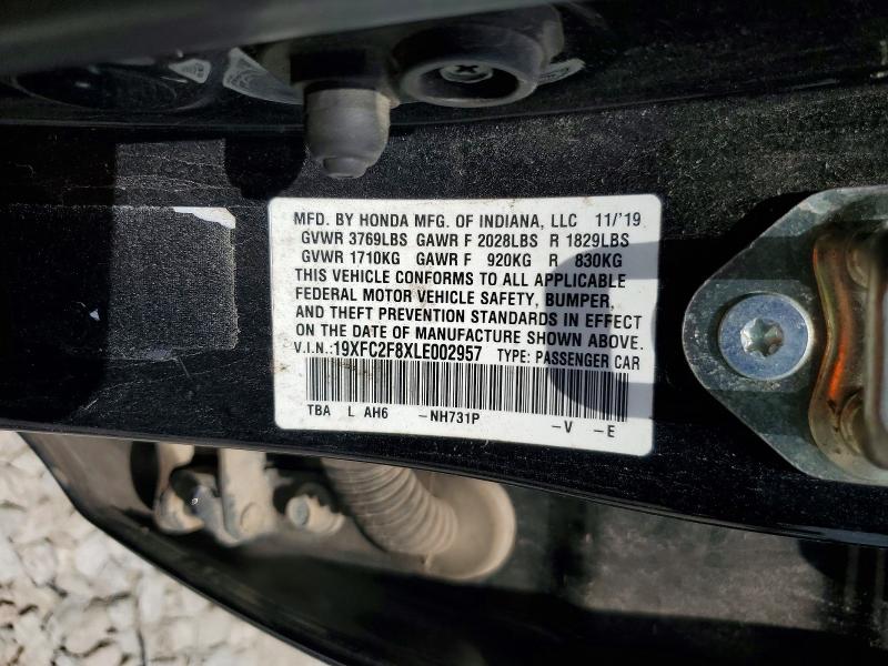 Продаж на аукціоні авто 2020 Honda Civic, vin: 19XFC2F8XLE002957, номер лоту: 63644396