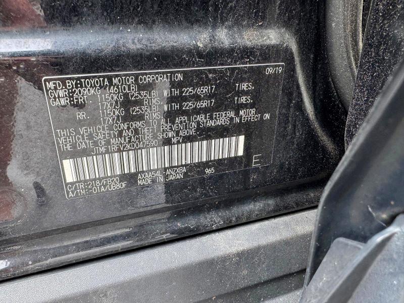 Aukcja sprzedaży 2019 Toyota Rav4, vin: JTMF1RFV2KD047590, numer aukcji: 67152596