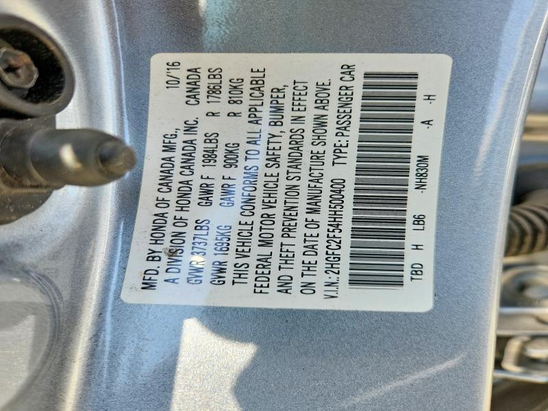 Aukcja sprzedaży 2017 Honda Civic, vin: 2HGFC2F54HH500400, numer aukcji: 63427416