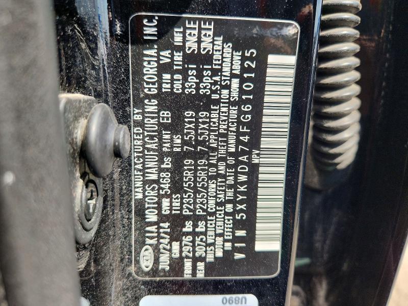 2015 Kia Sorento მანქანა იყიდება აუქციონზე, vin: 5XYKWDA74FG610125, აუქციონის ნომერი: 64992976