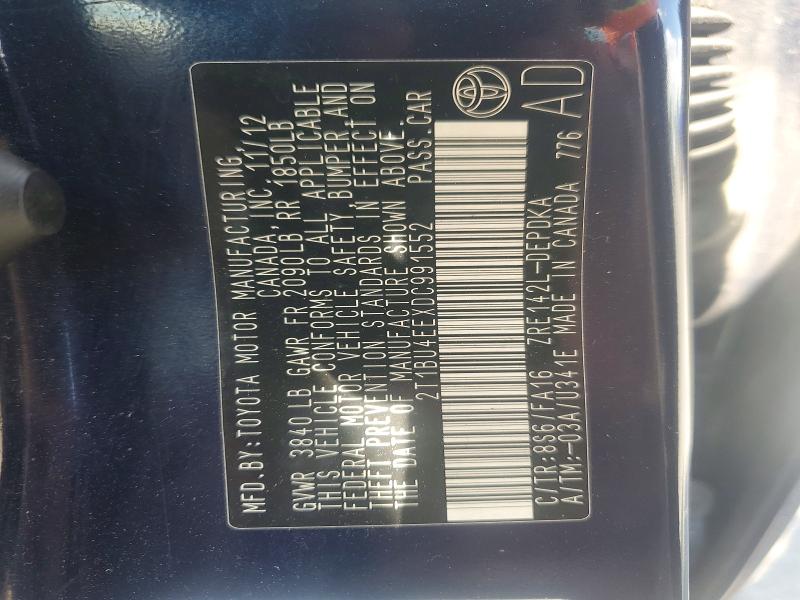 Aukcja sprzedaży 2013 Toyota Corolla, vin: 2T1BU4EEXDC991552, numer aukcji: 64922156