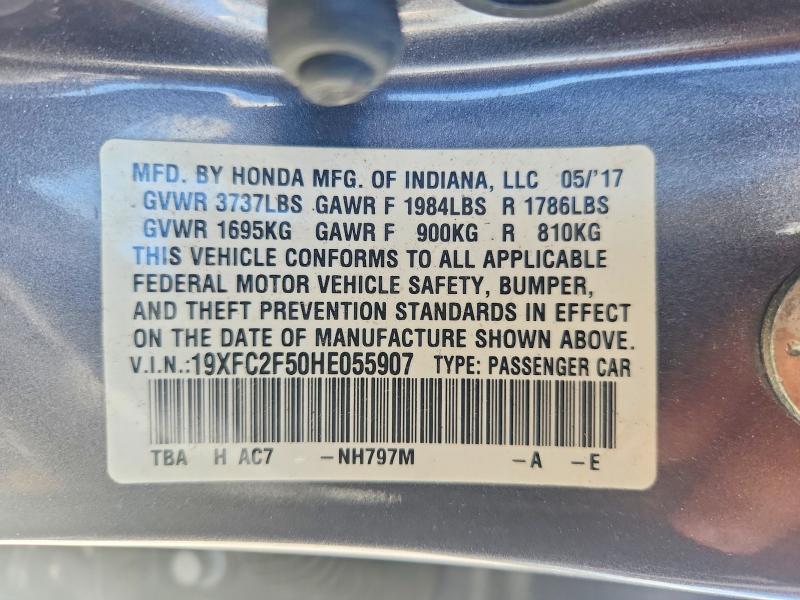 Продаж на аукціоні авто 2017 Honda Civic, vin: 19XFC2F50HE055907, номер лоту: 64402996