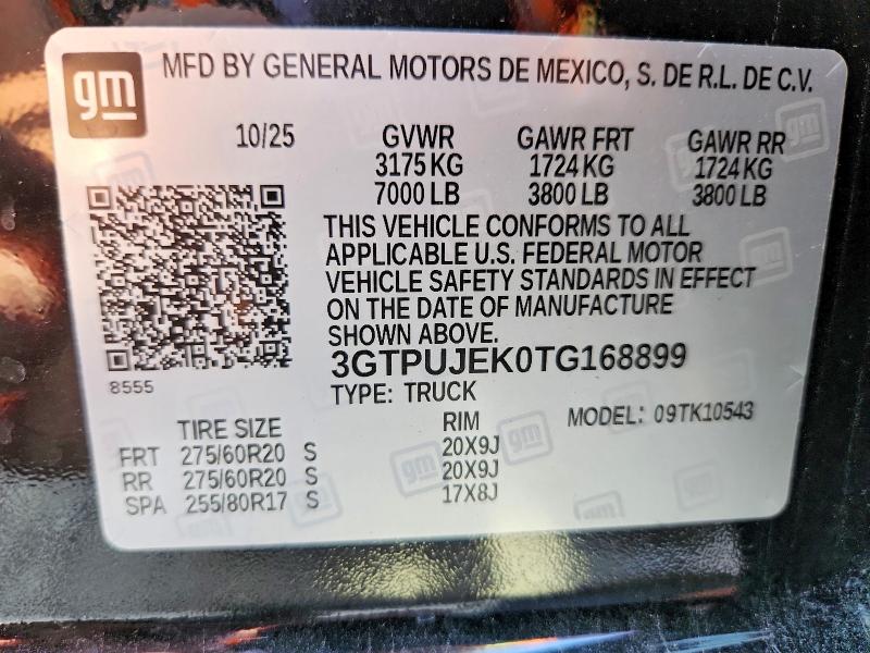 67177836 :رقم المزاد ، 3GTPUJEK0TG168899 vin ، 2026 Gmc Sierra مزاد بيع