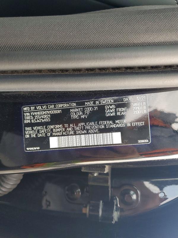 67010736 :رقم المزاد ، YV4H60DM7N1009081 vin ، 2022 Volvo Xc60 مزاد بيع