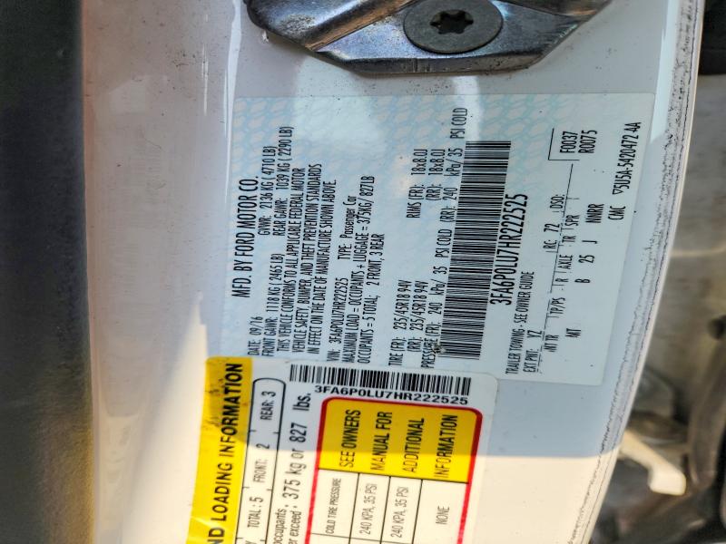 64297246 :رقم المزاد ، 3FA6P0LU7HR222525 vin ، 2017 Ford Fusion مزاد بيع
