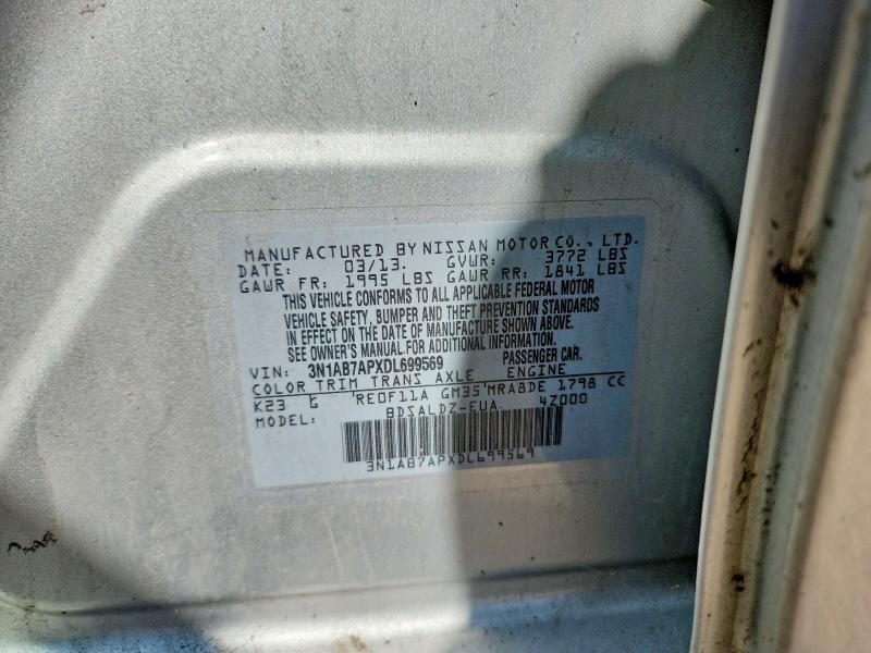 Aukcja sprzedaży 2013 Nissan Sentra, vin: 3N1AB7APXDL699569, numer aukcji: 64584536