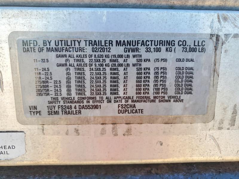 Aukcja sprzedaży 2013 Utility Trailer Trailers, vin: 1UYFS2484DA553901, numer aukcji: 62818216