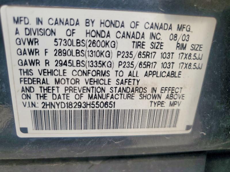65875936 :رقم المزاد ، 2HNYD18293H550651 vin ، 2003 Acura Mdx مزاد بيع