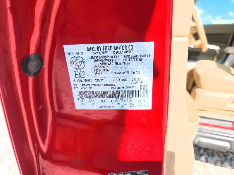 2009 Ford Escape მანქანა იყიდება აუქციონზე, vin: 1FMCU03G49KA04947, აუქციონის ნომერი: 66354286