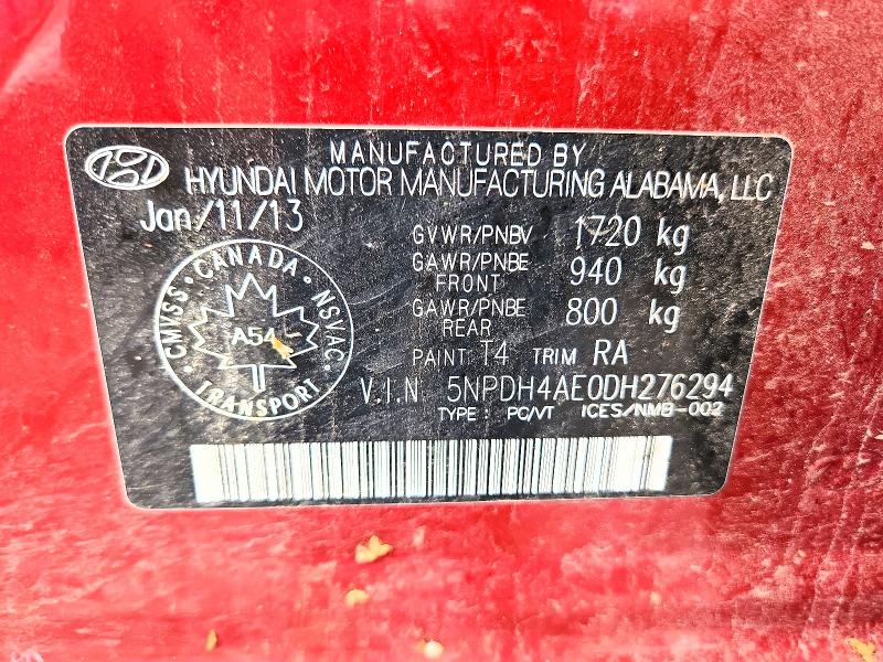 Продажа на аукционе авто 2013 Hyundai Elantra, vin: 5NPDH4AE0DH276294, номер лота: 63545916
