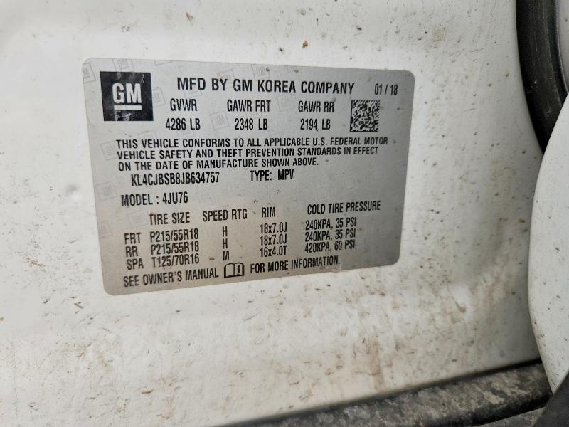 66015336 :رقم المزاد ، KL4CJBSB8JB634757 vin ، 2018 Buick Encore مزاد بيع