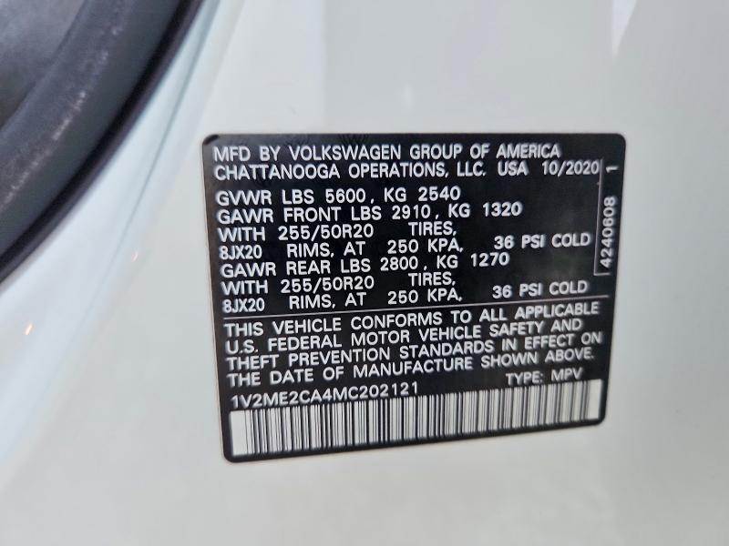 2021 Volkswagen Atlas Cross Sport მანქანა იყიდება აუქციონზე, vin: 1V2ME2CA4MC202121, აუქციონის ნომერი: 63802446